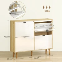 HOMCOM Scarpiera Slim Moderna con 4 Cassetti Ribaltabili per 20 Paia di Scarpe, 105x24x92.5 cm, Bianco(m-3)