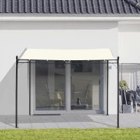 Outsunny Pergola tuinpergola 297x297 cm, Metaal overkapping voor tuin, Creme(m-14)