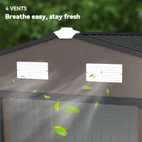 Outsunny 9 x 6ft Metal Garden Shed, Outdoor Storage Tool House with Ventilation Slots, Foundation Kit and Lockable Double Doors, Brown(m-8)