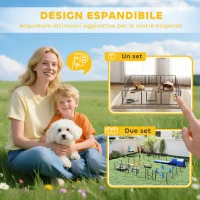 PawHut Recinto per Cani e Cuccioli con 12 Pannelli Modulabili e 2 Ingressi, 80x1.5x60cm(m-8)