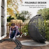 Outsunny hangstoel hangmand met framekussen voor 1 persoons mand opvouwbaar(m-6)