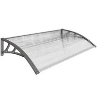 Outsunny Auvent Moderne en Polycarbonate, Aluminium et PP pour Balcons, Fenêtres et Portes, 110x60x18 cm(m-7)