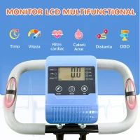 HOMCOM Bicicletă Pliabilă cu 8 Niveluri Rezistență și Corzi Elastice pentru Brațe, Albastru(m-4)