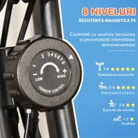 HOMCOM Bicicletă Pliabilă cu 8 Niveluri Rezistență și Corzi Elastice pentru Brațe, Albastru(m-6)