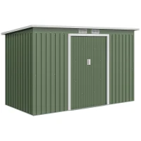 Outsunny Abrigo de Jardim 280x130x172cm Abrigo de Exterior de Aço Galvanizado com Porta Corredeira e Ventilações Verde Claro(m-10)