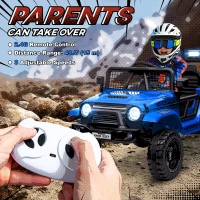 AIYAPLAY 12V Battery Powered Kids Ride-On Car, Electric Truck w/ Spring Suspension, Remote, Music, Horn, Lights, Blue(m-5)