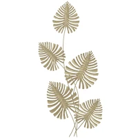 HOMCOM Sculpture Murale à 5 Feuilles de Monstera en Métal Doré avec Accessoires de Montage Inclus, 83x2,5x39 cm(m-5)
