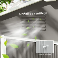 Outsunny Casută de Grădină, Magazie de Exterior pentru Unelte cu 2 Uși Culisante și 4 Prize de Aerisire, 236x174x190 cm, Gri(m-6)