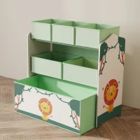 AIYAPLAY Kinder Spielzeugregal mit 3 Ebenen und 6 herausnehmbaren Non-Woven-Stoffboxen für Kindertagesstätten 63x30x66 cm Grün(m-5)