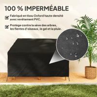 Outsunny Housse de canapé exterieur étanche, housse de banc de jardin 600D tissu oxford, 140 x 84 x 56/94 cm, noir(m-5)