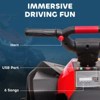 HOMCOM Elektrisch Kinderquad, LED-Koplampen, MP3-Speler, Schokdempers, Ergonomische Zitting, Rood+Zwart(m-6)