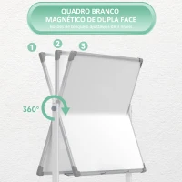 HOMCOM Quadro Magnético de Dupla Face 120x90 cm Quadro Branco Giratório com Suporte Ímanes Marcadores e Apagador Branco(m-4)