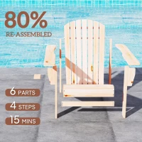 Outsunny Adirondack tuinstoel ligbank voor buiten tuinmeubel balkonstoel massief hout naturel(m-5)