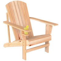 Outsunny Fauteuil de jardin Adirondack grand confort porte-gobelet intégré bois de sapin traité peint bois naturel