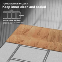 Outsunny 9 x 6ft Metal Garden Shed, Outdoor Storage Tool House with Ventilation Slots, Foundation Kit and Lockable Double Doors, Brown(m-6)