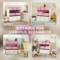 AIYAPLAY Kids Toy Storage Units, 3-Tier Toy Organiser Shelf with 6 Removable Boxes for Kids, Bedroom, Playroom, Pink(m-7)