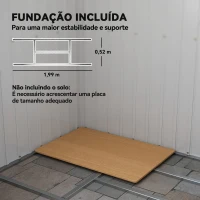 Outsunny Abrigo de Jardim 213x130x172 cm Abrigo de Exterior de Aço Galvanizado com Porta Corredeira para Armazenamento Cinza Claro(m-6)