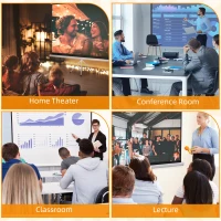 HOMCOM Telo Proiettore Pieghevole da 100" Formato 16:9 con Treppiede Regolabile, 235.8x8x136 cm, Bianco(m-8)