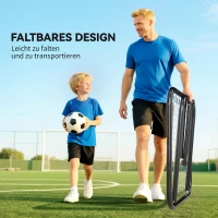 HOMCOM Baseball rebounder kickback goal terugveernet net inklapbaar metaal + PE zwart(m-5)