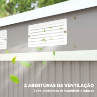 Outsunny Abrigo de Jardim 213x130x172 cm Abrigo de Exterior de Aço Galvanizado com Porta Corredeira para Armazenamento Cinza Claro(m-7)
