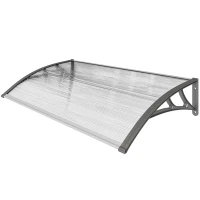 Outsunny Auvent Moderne en Polycarbonate, Aluminium et PP pour Balcons, Fenêtres et Portes, 110x60x18 cm(m-1)