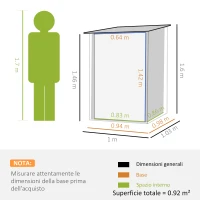 Outsunny Stalen Tuinhuisje 100x103x160 cm, Waterdichte Tuinschuurtje met Lessenaarsdak voor Balkon en Terras, Grijs(m-3)