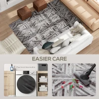 HOMCOM Modern Area Rug, Triangle Pattern Non-Slip Washable Rug, Chenille Floor Carpet for Living Room, Bedroom, Dining Room, Home Office, 230 x 160 cm, Brown(m-5)