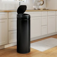 HOMCOM Cubo de Basura con Sensor de 50 Litros y Función de Cierre Suave, Cubo de Basura sin Contacto de Acero Inoxidable para Cocinas higiénicas(m-4)