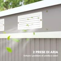 Outsunny Capanno Attrezzi con Tetto Inclinato, 2 Ingressi e Prese d'Aria, in Acciaio Zincato, 213x130x172 cm, Grigio(m-7)