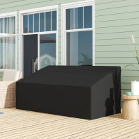 Outsunny Housse de canapé exterieur imperméable 3 places, housse de banc de jardin 600D tissu oxford, 218 x 111 x 63/101 cm, noir(m-2)