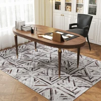 HOMCOM Modern Area Rug, Triangle Pattern Non-Slip Washable Rug, Chenille Floor Carpet for Living Room, Bedroom, Dining Room, Home Office, 230 x 160 cm, Brown(m-9)