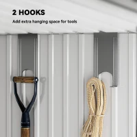 Outsunny 6.5 x 4FT Galvanised Metal Shed with Foundation Kit, Lockable Tool Garden Shed with Double Sliding Doors, Vents, Light Grey Wood Effect(m-4)