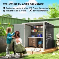 Outsunny Abri de Jardin - cabane de jardin 1,26 m² - cabanon rangement outils 2 Portes verrouillables - dim. 147L x 86l x 134H cm - tôle d'acier Noir Blanc(m-4)