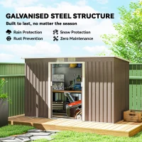 Outsunny 4 x 9ft Metal Shed, with Foundation Shed - Brown(m-4)