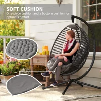 Outsunny hangstoel hangmand met framekussen voor 1 persoons mand opvouwbaar(m-5)