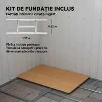 Outsunny Magazie Grădină Metalică cu Acoperiș Înclinat și Ușă Dublă, pentru Stocare de Unelte în Grădină, 213x130x172 cm, Gri(m-6)