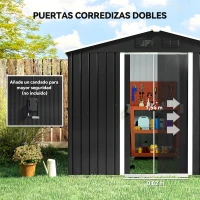 Outsunny Caseta de Jardín de 3,6m² 236x174x190 cm Cobertizo Exterior para Herramientas con Puertas Correderas y 4 Ventanas Gris(m-5)