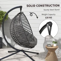 Outsunny hangstoel hangmand met framekussen voor 1 persoons mand opvouwbaar(m-7)
