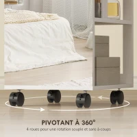 HOMCOM Armoire à bijoux armoire avec miroir sur pied pivotante à 360° éclairage LED 37x40x165,5cm cadre blanc, doublure noire(m-8)