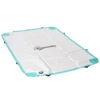 Outsunny Groot Zwemeiland 3x2m Opblaasbaar Eiland 500kg voor Wateractiviteiten voor Volwassenen en Kinderen, Wit Groen(m-11)