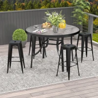 HOMCOM 4er-Set Barhocker aus Metall, für drinnen und draußen, stapelbares Design, Schwarz(m-7)