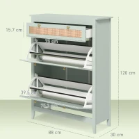 HOMCOM Schoenenkast voor 12 Paar Schoenen, met 1 Uitschuifbare Lade, 2 Klapladen, Schoenopberger, 88 x 30 x 120 cm, Groen(m-3)