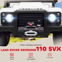 AIYAPLAY Carro Elétrico para Crianças com Licença Land Rover 12V Controlo Remoto Sistema de Suspensão USB MP3 Velocidade Ajustável Faróis 115x61x61 cm Branco(m-4)