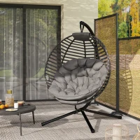 Outsunny hangstoel hangmand met framekussen voor 1 persoons mand opvouwbaar(m-8)