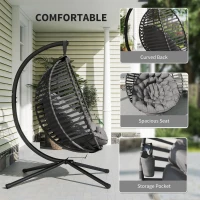 Outsunny hangstoel hangmand met framekussen voor 1 persoons mand opvouwbaar(m-4)