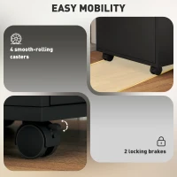 HOMCOM Dulap de Birou cu Raft Deschis, Sertar și Dulap, Negru(m-6)