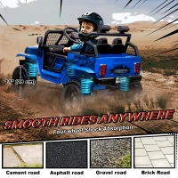 AIYAPLAY 12V Battery Powered Kids Ride-On Car, Electric Truck w/ Spring Suspension, Remote, Music, Horn, Lights, Blue(m-6)