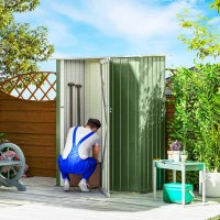 Outsunny tuinhuisje met deur staal groen 142 x 84 x 189 cm(m-2)