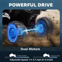 HOMCOM Elektrisch Kinderquad, LED-Koplampen, MP3-Speler, Schokdempers, Ergonomische Zit, wit+zwart(m-8)