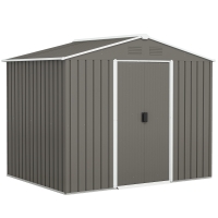 Outsunny Abrigo de Jardim de 3,6 m² 236x174x190 cm para Armazenamento de Ferramentas com Portas de Correr e 4 Janelas de Ventilação Cinza